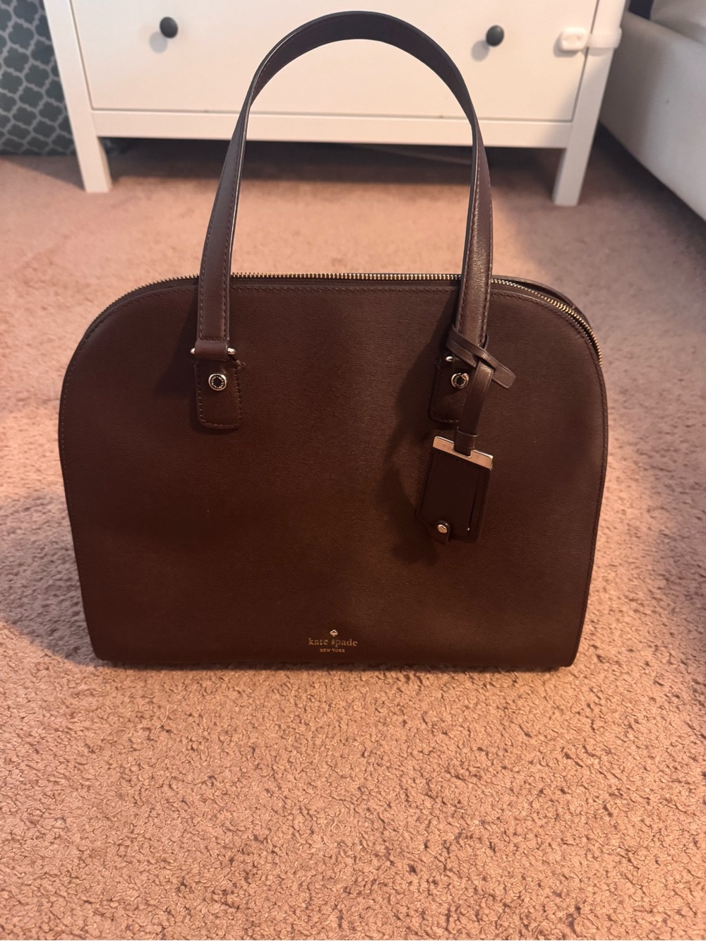 kate spade dark brown leather dome satchel